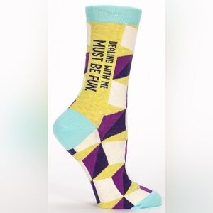 NWT BlueQ "Dealing With Me Must Be Fun" Women's Colorful Geometric Socks